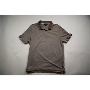 Ben Sherman Mens Brown Houndstooth Polo Shirt Short Sleeve Tipped Collar Large
